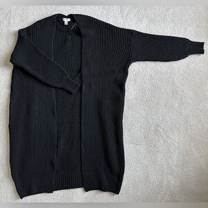Topshop - Ribbed Open Front Cardigan (Oversized), Black, Regular UK XS / US 0-2
